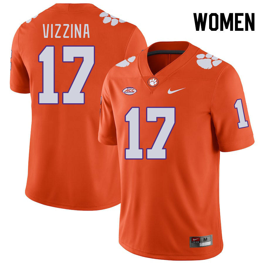 Women's Clemson Tigers Christopher Vizzina #17 College Orange NCAA Authentic Football Stitched Jersey 23AT30TI